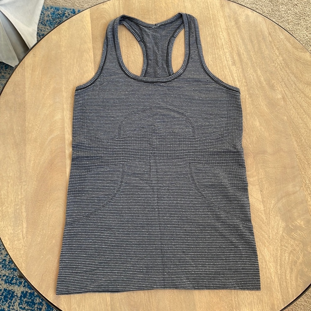 Lululemon Swiftly Tank Black and Gray Stripes